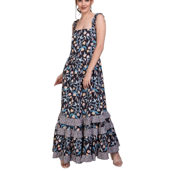 Universal Thread Black and Blue Floral Maxi Dress - Picture 2 of 9